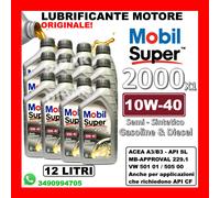 OLIO MOTORE MOBIL SUPER 2000 X1 10W40 SEMI SINTETICO ACEA A3 B3 API SL 12 LITRI