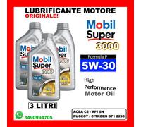 OLIO MOTORE MOBIL SUPER 3000 FORMULA P 5W30 ACEA C2 B712290 API SN DA 3 LITRI