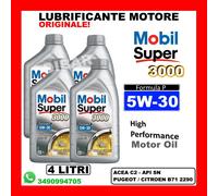 OLIO MOTORE MOBIL SUPER 3000 FORMULA P 5W30 ACEA C2 B712290 API SN DA 4 LITRI