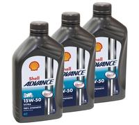 OLIO/MOTORE MOTO SHELL ADVANCE 15W50 4T 100% SINTETICO API JASO MA2 3 LITRI MOTO