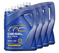 Olio Motore Olio 4 x 5 Litro Mannol Diesel Extra 10W40 Api CH-4 / Sl