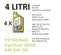 PETRONAS Syntium 5000 DM 5W-30 SN Olio Motore, MB 229.51, MB 229.52, 3x1 Litro
