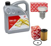 Olio Motore Set 0W-20 4 Litro + Filtro 47827 + Vite per Seat Skoda VW 2.0 Tdi