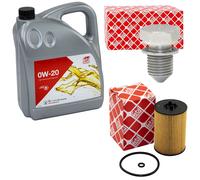 Olio Motore Set 0W-20 5 Litro + Filtro 47827 + Vite per Seat Skoda VW Passat