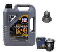 Olio Motore Set 0W-20 5 Litro + Filtro + Tappo Scarico per Audi Seat Skoda VW