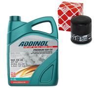 Olio Motore Set 0W-20 Addinol 5 Litro + Filtro 27149 per Lexus Toyota Rav