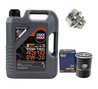 Olio Motore Set 0W-30 5 Litro + Filtro + Tappo Scarico per Peugeot 4007 4008