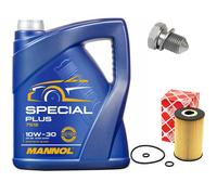 Olio Motore Set 10W-30 5 Litro + Filtro + Tappo Scarico per Audi A3 Tt 1.6 2.0