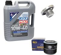 Olio Motore Set 10W-40 5 Litro + Filtro Olio Sk 805 + Vite per Opel Astra G 2.0