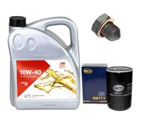 Olio Motore Set 10W-40 5 Litro + Filtro Olio+Vite per Audi Seat VW Transporter
