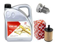 Olio Motore Set 10W-40 5 Litro + Filtro Olio+Vite per Seat Skoda VW