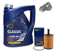 Olio Motore Set 10W-40 5 Litro + Filtro Sh 4771 P + Vite per Audi Tt VW Skoda