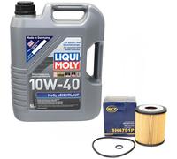 Olio Motore Set 10W-40 5 Litro + Filtro Sh 4791 P per Mazda 6 Berlina 1.8 2.0