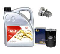 Olio motore Set 10W-40 5 Litro + Filtro + Tappo di scarico dell'olio per Audi
