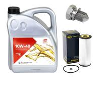 Olio motore Set 10W-40 5 Litro + Filtro + Tappo di scarico dell'olio per Audi