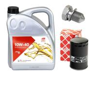Olio motore Set 10W-40 5 Litro + Filtro + Tappo di scarico dell'olio per Audi