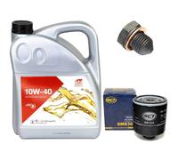 Olio Motore Set 10W-40 5 Litro + Filtro + Tappo Scarico per Audi 200 VW Lupo