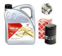 Olio Motore Set 10W-40 5 Litro + Filtro + Tappo Scarico per Audi A6 A8 VW Golf