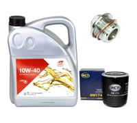 Olio Motore Set 10W-40 5 Litro + Filtro + Tappo Scarico per Audi A8 A6 80 A4