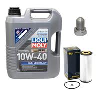 Olio Motore Set 10W-40 5 Litro + Filtro + Tappo Scarico per Audi Seat Skoda