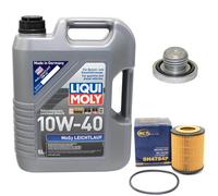 Olio Motore Set 10W-40 5 Litro + Filtro + Tappo Scarico per Opel Omega Vectra Un