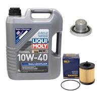 Olio Motore Set 10W-40 5 Litro + Filtro + Tappo Scarico per Opel Vectra B 2.2i