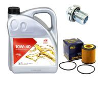 Olio Motore Set 10W-40 5 Litro + Filtro + Tappo Scarico per Opel Vectra C 1.9