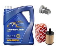 Olio Motore Set 10W-40 5 Litro + Filtro + Tappo Scarico per Seat Skoda