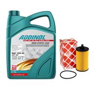 Olio Motore Set 10W-40 Addinol 5 Litro + Filtro 107824 per Chevrolet Cruze 113