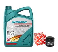 Olio Motore Set 10W-40 Addinol 5 Litro + Filtro 38813 per Skoda Felicia I II 1.3