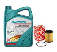 Olio Motore Set 10W-40 Addinol 5 Litro + Filtro per Citroen Jumpy Mazda Toyota