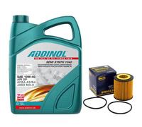 Olio Motore Set 10W-40 Addinol 5 Litro + Filtro Sh 4043 P per Mazda 6 Berlina