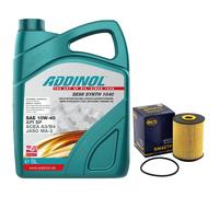 Olio Motore Set 10W-40 Addinol 5 Litro + Filtro Sh 427 P per Audi Seat VW Caddy