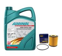 Olio Motore Set 10W-40 Addinol 5 Litro + Filtro Sh 443 P per Volvo S40 I V40 1.9