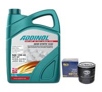 Olio Motore Set 10W-40 Addinol 5 Litro + Filtro Sm 110 per Fiat Lancia Saab