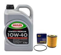 Olio Motore Set 10W-40 Meguin 5 Litro + Filtro SH443P per Volvo S40 I V40 1.6