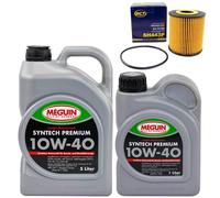 Olio Motore Set 10W-40 Meguin 6 Litro + Filtro Sh 443 P per Volvo S40 V70 I C70