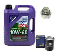 Olio Motore Set 10W-60 5 Litro + Filtro Olio+Vite per Hyundai Kia Mitsubishi