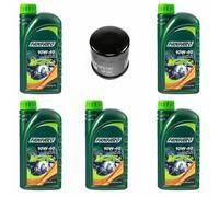 Olio Motore Set 10W40 5 Litro Filtro HF682 per Hyosung Te 450 S TE450 Sport KM4