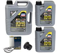 Olio Motore Set 4100 5W-40 Liqui Moly 7 Litro + Filtro Olio+Vite per Audi Q7 3.0