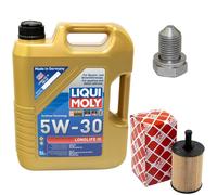 Olio motore Set 5W-30 5 Litri + Filtro + Tappo di scarico dell'olio per Audi