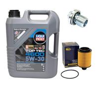 Olio Motore Set 5W-30 5 Litro + Filtro Olio+Vite per Opel Astra J Saab 9-5 2.0