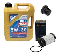 Olio Motore Set 5W-30 5 Litro + Filtro Sh 4047 L + Vite per Audi A4 A5 A6 Di VW