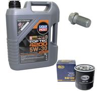 Olio Motore Set 5W-30 5 Litro + Filtro Sm 109 + Vite per Rover Mini 1000 41 Cv