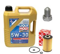 Olio motore Set 5W-30 5 Litro + Filtro + Tappo di scarico dell'olio per Audi