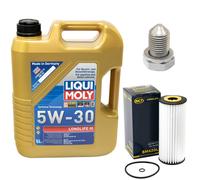 Olio motore Set 5W-30 5 Litro + Filtro + Tappo di scarico dell'olio per Audi
