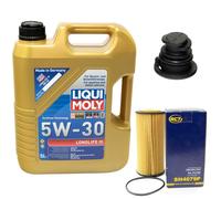 Olio motore Set 5W-30 5 Litro + Filtro + Tappo di scarico dell'olio per Audi