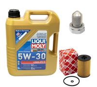 Olio motore Set 5W-30 5 Litro + Filtro + Tappo di scarico dell'olio per Audi