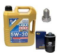 Olio motore Set 5W-30 5 Litro + Filtro + Tappo di scarico dell'olio per Audi