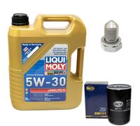 Olio motore Set 5W-30 5 Litro + Filtro + Tappo di scarico dell'olio per Audi